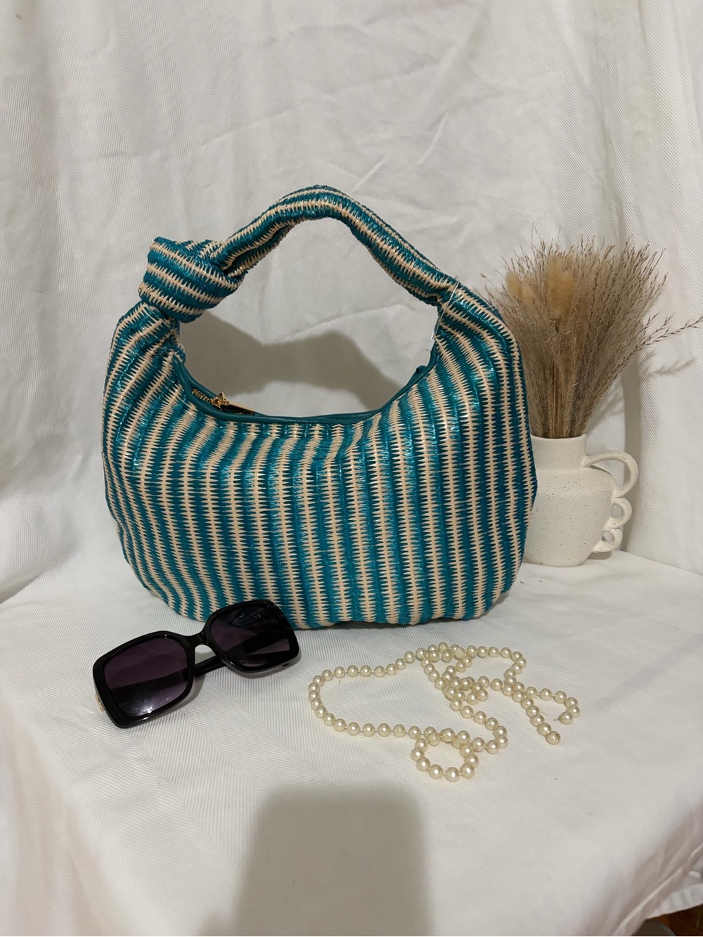 Anthropology The Satchel by Melie Bianco Raffia Edition Turquoise Beach Boho